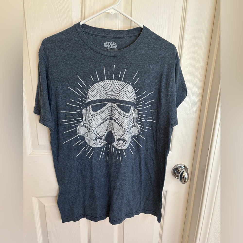 Star Wars Blue Gray Storm Trooper Graphic Tee Size Medium